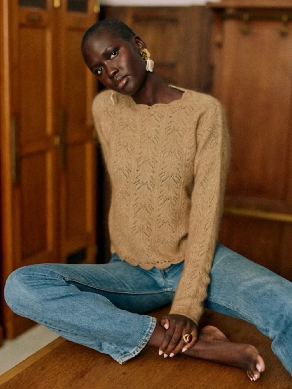 NWT Sezane Louison Jumper/Sweater in Biscuit. Size S. - Picture 1 of 7